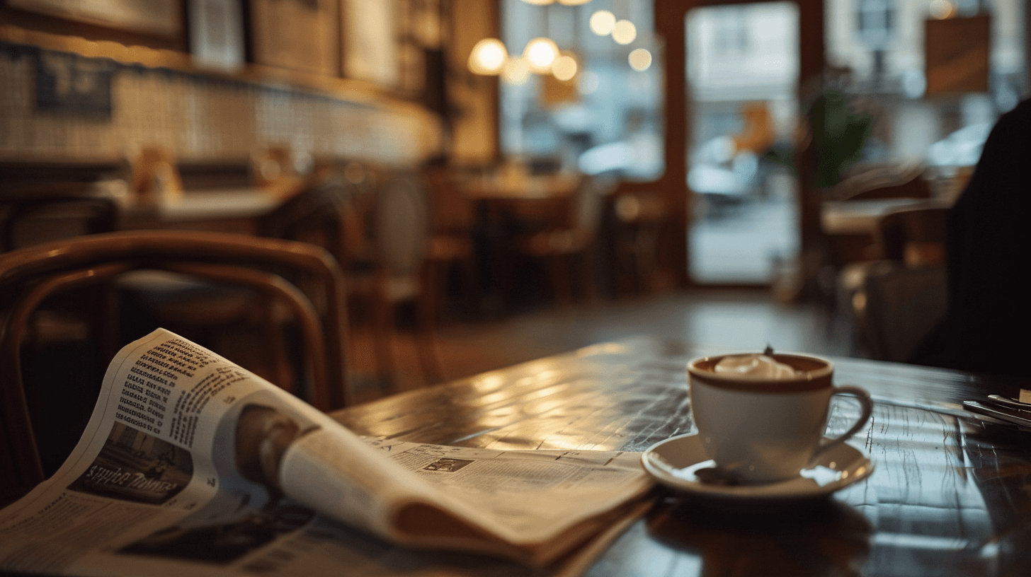 Newspaper in Berliner format on a table