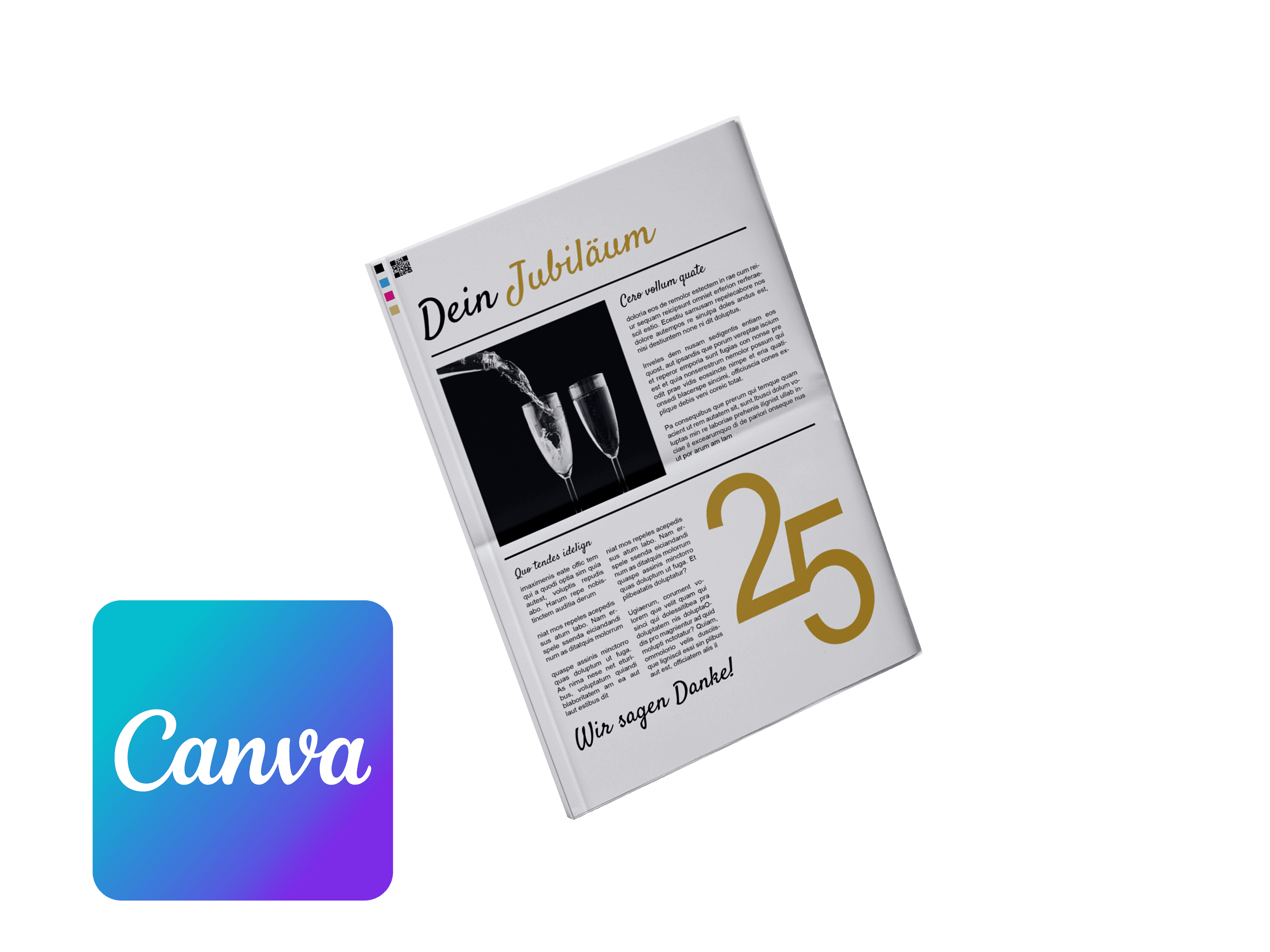 Design an anniversary newspaper online with Canva