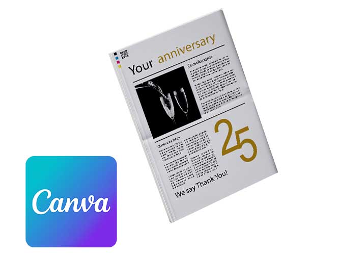 Create your anniversary newspaper with Canva