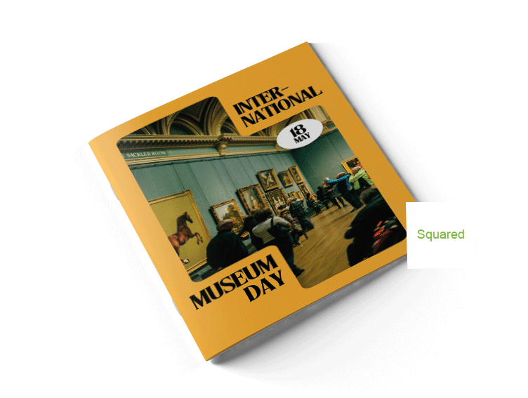 Print square format brochures with staple binding