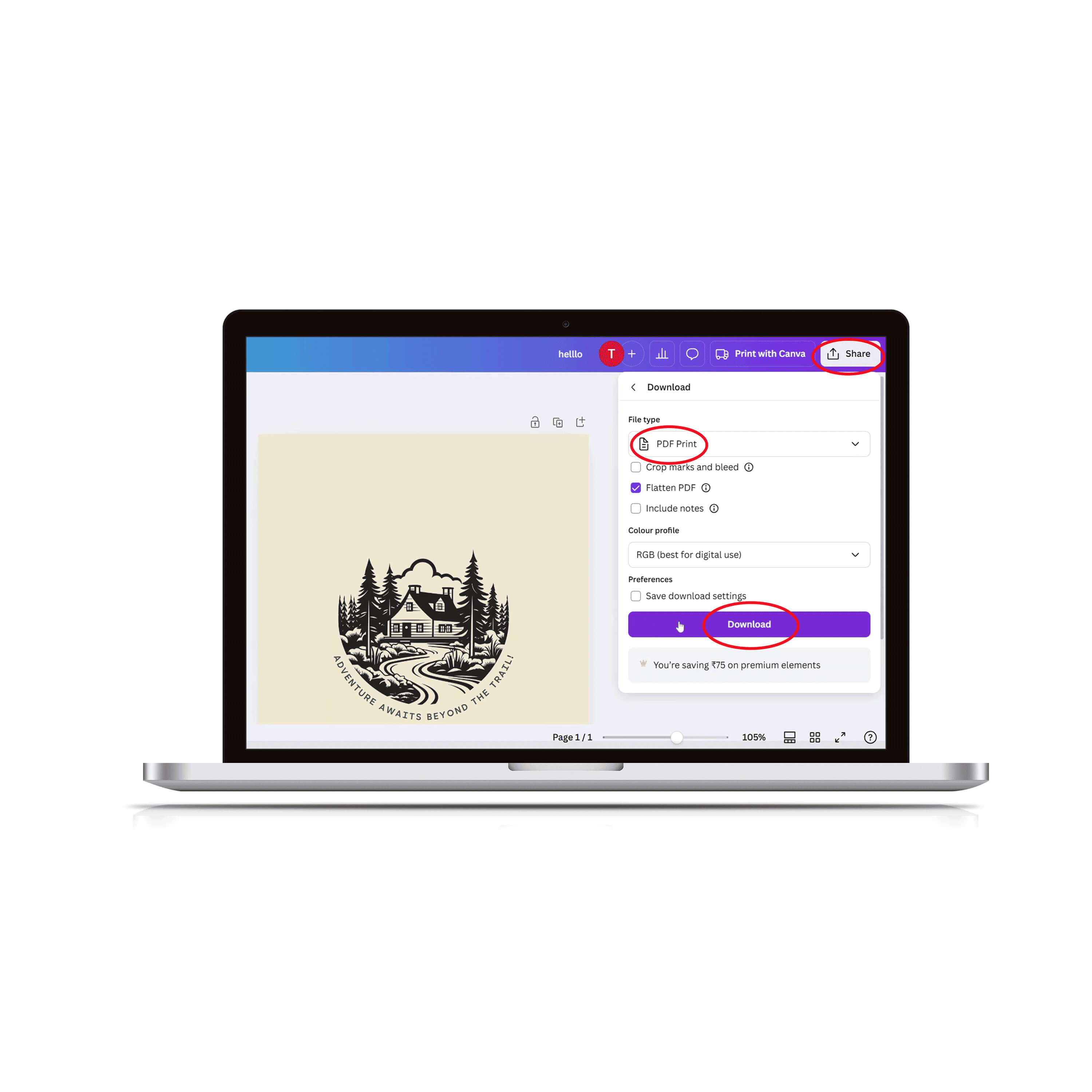 Export newspaper as a print-ready PDF from Canva