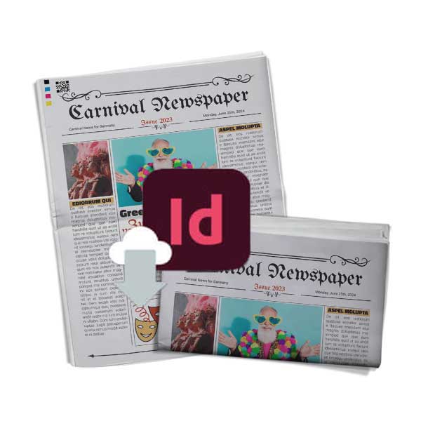 Carnival newspaper template InDesign download
