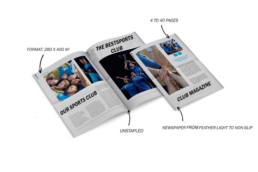 Format, paper type and page number club newspapers