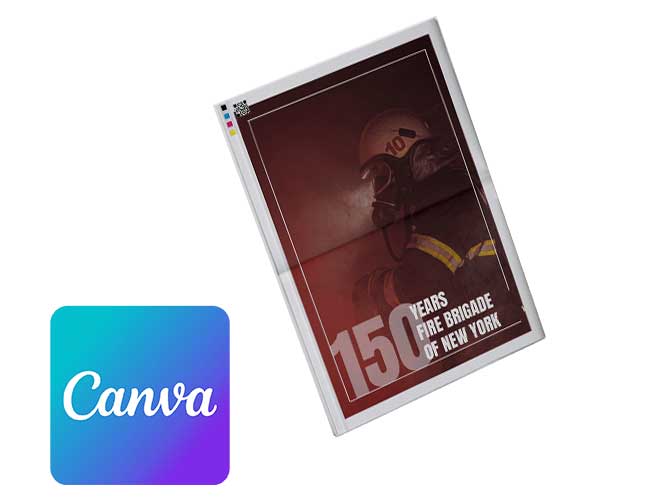 Design a fire brigade club newspaper online with Canva
