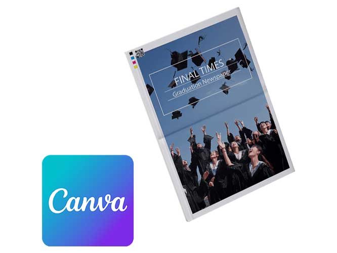 Design a graduation newspaper online with Canva