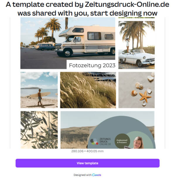 Use Canva template for a new design