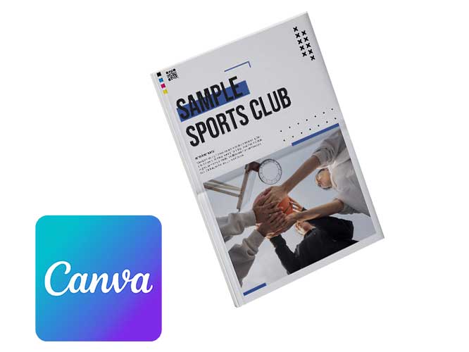 Design a sports club newspaper online with Canva