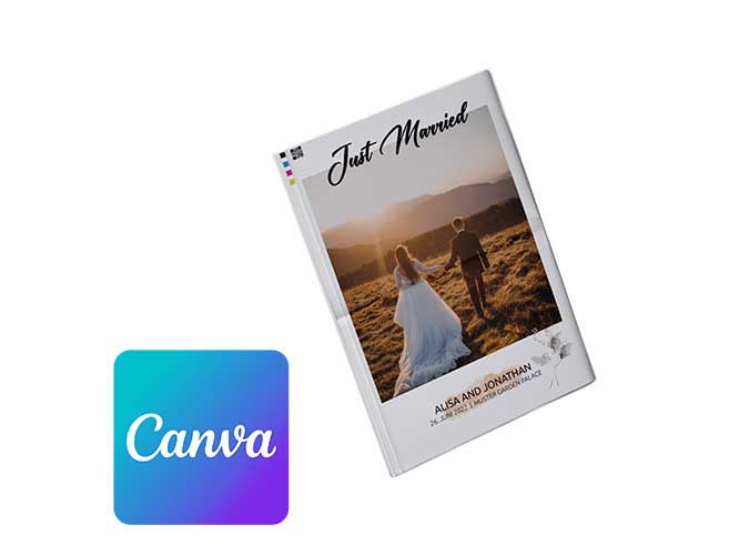 Create your wedding newspaper online with Canva