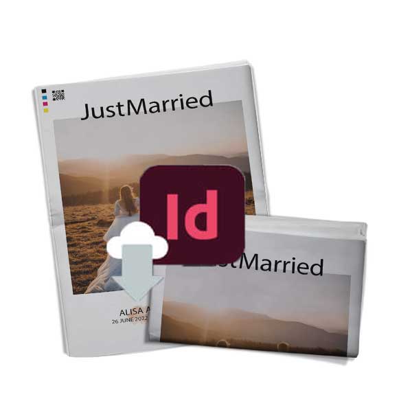 Wedding newspaper watercolour template InDesign download