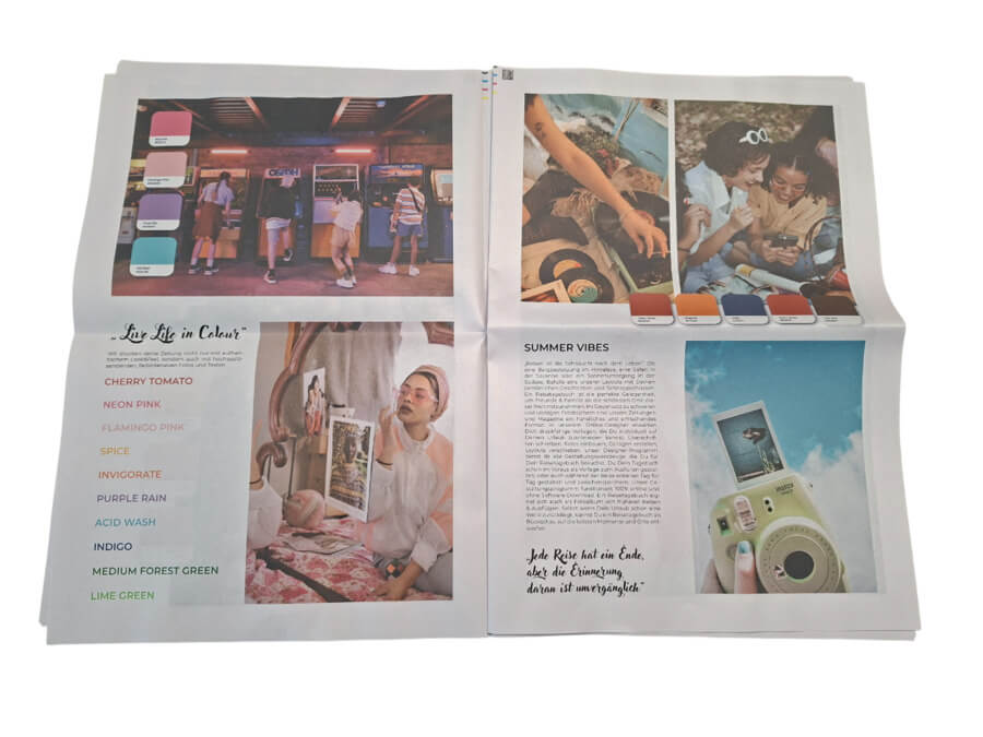 Inside view of free paper sample copy for short-run online newspaper printing