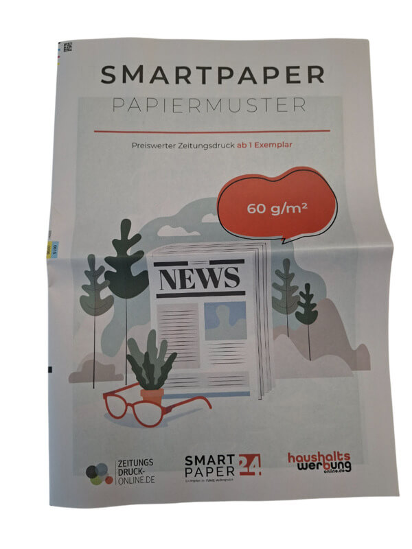 Front cover of free paper samples for online newspaper printing